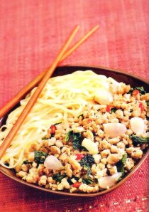 THAI STIR-FRIED RICE NOODLES with PORK and BASIL